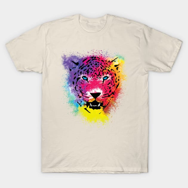 Colorful Tiger Face Vibrant Paint Splatters T-Shirt by ddtk